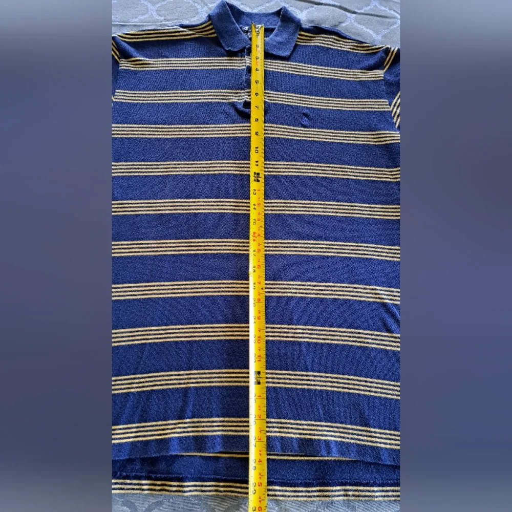 VTG 90s Ralph Lauren Navy with Yellow Stripe Cotton Polo Men's L